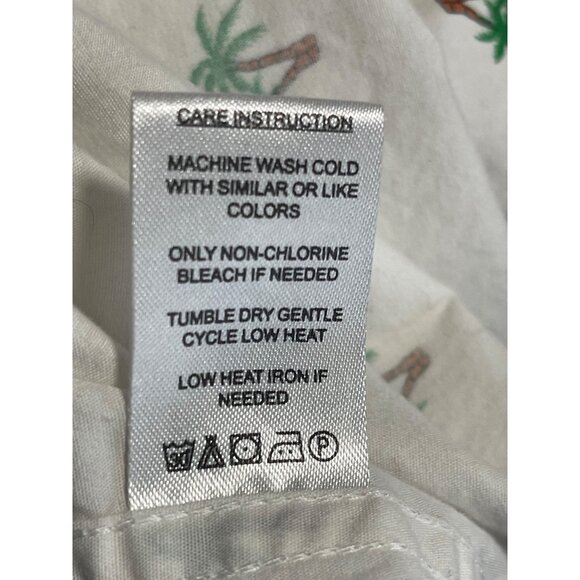 Denim Flower Ricky Singh White Palm Tree Button Up Golf Shirt Slim Fit Medium - Picture 6 of 6